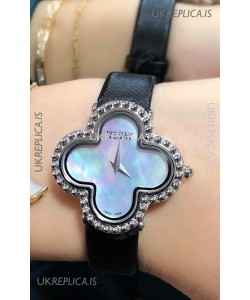Van Cleef & Arpels Alhambra Stainles Steel Pearl Dial Watch 