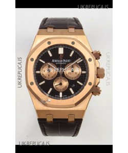 Royal Oak Chrono 26331 Rose Gold Black Dial Super Clone Watch 