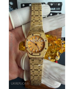Royal Oak Frosted 67630BA Mini 23MM Yellow Gold Super Clone Watch 
