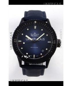 Blancpain Fifty Fathoms Ceramic Case Leather Strap Blue Dial Super Clone Watch 