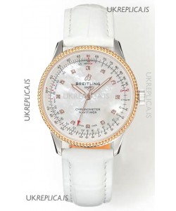 Navitimer Automatic 36 Rose Gold White Strap Super Clone Watch 