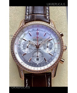 Breitling Navitimer B01 43MM Rose Gold Steel Dial Super Clone Watch 