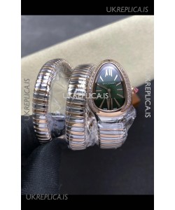 Serpenti Tubogas Double Spiral Green Dial Two Tone Super Clone Watch 