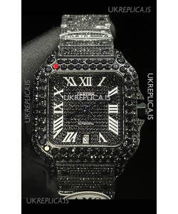 Cartier "Santos De Cartier" Black moissanite 40MM Super Clone Watch 