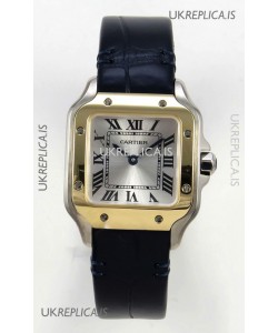Cartier Santos Swiss Quartz 27MM Two Tone Leather Strap Super Clone Watch