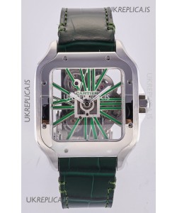 Santos De Cartier Super Clone Watch in Skeleton Dial Steel Case