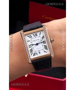 Cartier Tank Solo Swiss Automatic 31MM Rose Gold Diamonds Super Clone Watch 