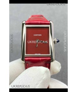 Cartier Tank Louis 25MM Swiss Quartz Red Dial Watch 
