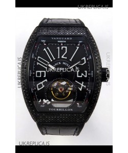 Franck Muller V45 Tourbillon Black DLC Diamonds Super Clone Watch 