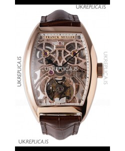 Franck Muller Fast Tourbillon Rose Gold Brown Strap Super Clone Watch 