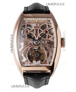 Franck Muller Fast Tourbillon Rose Gold Black Strap Super Clone Watch 