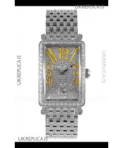 Franck Muller Long Island Stainless Steel Diamonds Swiss Replica Watch 