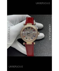 Franck Muller Double Mystery Swiss Quartz Watch in Gold Diamonds Casing