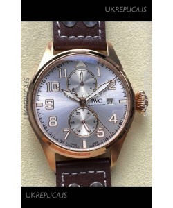 IWC PILOT'S Monopusher Rose Gold Steel Dial Replica Watch 