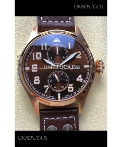 IWC PILOT'S Monopusher Rose Gold Brown Dial Replica Watch 