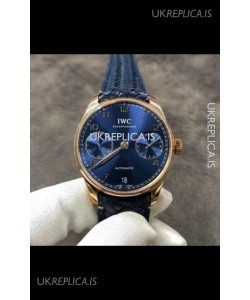 IWC Portugieser Blue Dial Rose Gold Super Clone Watch 