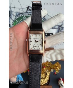 Jaeger-LeCoultre Reverso Tribute Duoface Rose Gold White & Black Dial Super Clone Watch 