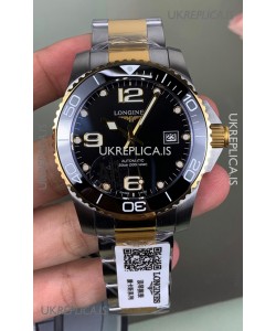 Longines HydroConquest Black Dial Two Tone Super Clone Watch 