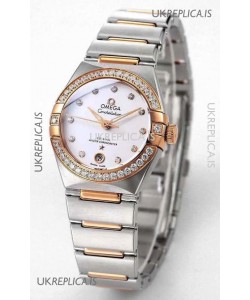 Omega Constellation 29MM Two Tone Rose Gold White Dial Automatic Super Clone Watch 