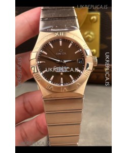 Omega Constellation 38MM Rose Gold Brown Dial Super Clone Watch 