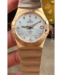 Omega Constellation 38MM Rose Gold Steel Dial Super Clone Watch 