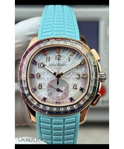 Patek Philippe Aquanaut 7968 Rose Gold Tiffany Blue Strap Super Clone Watch 