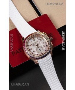 Patek Philippe Aquanaut 7968 Rose Gold White Strap Super Clone Watch 