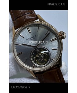 Patek Philippe Japanese Tourbillon Rose Gold Grey Dial Japanese Replica Watch 