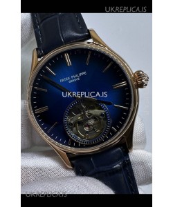 Patek Philippe Japanese Tourbillon Rose Gold Blue Dial Japanese Replica Watch 