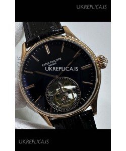 Patek Philippe Japanese Tourbillon Rose Gold Black Dial Japanese Replica Watch 