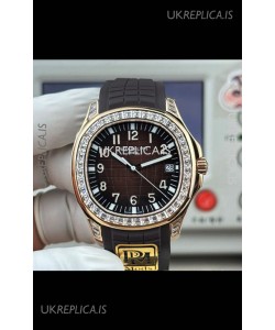 Patek Philippe Aquanaut 5167 Brown Dial Diamonds Bezel Super Clone Watch 