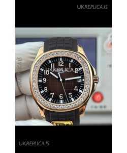 Patek Philippe Aquanaut 5167 Black Strap Diamonds Bezel Super Clone Watch 