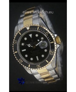 Rolex Submariner Oyster Perpetual Two Tone Watch in Black Ceramic Bezel