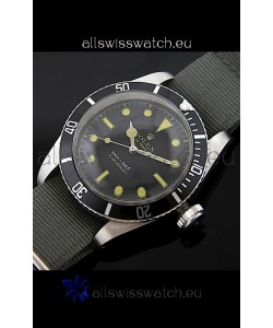 Rolex Submariner Swiss Replica Watch in Domed Crystal Nylon Strap