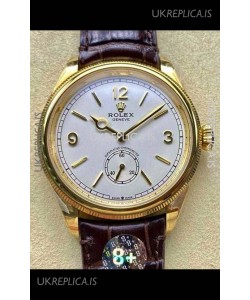 Rolex 1908 Perpetual in Yellow Gold Casing White Dial Swiss Replica Watch 