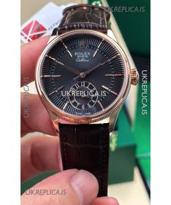 Rolex Super Clone Cellini 50525 Black Guilloche Dial Rose Gold Super Clone Watch 