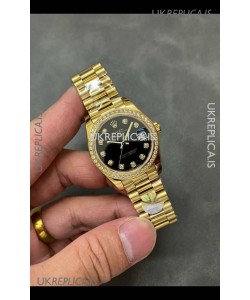 Rolex Datejust Ladies 28MM Black Dial Yellow Gold Super Clone Watch 