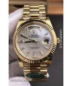 Rolex Day Date 228238 Yellow Gold in Pearl Dial Super Clone Watch 