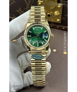 Rolex Day Date 228238 Yellow Gold Green Crystal Dial Super Clone Watch 