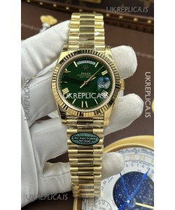Rolex Day Date 228238 Yellow Gold Green Roman Dial Super Clone Watch 