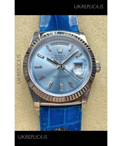 Rolex Day Date 128236 Stainless Steel ICE Blue Crystal Dial Super Clone Watch 