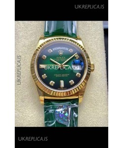 Rolex Day Date 128238 Yellow Gold Green Ombre Diamonds Dial Super Clone Watch 