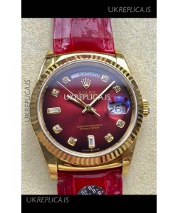 Rolex Day Date 128238 Yellow Gold Red Ombre Diamonds Dial Super Clone Watch 