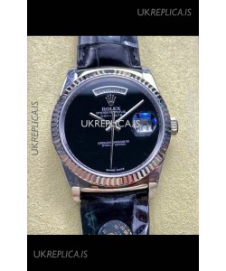 Rolex Day Date 128236 Stainless Steel Black Dial Super Clone Watch 