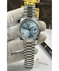 Rolex Day Date 228236 Stainless Steel ICE Blue Dial Super Clone Watch 