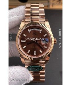 Rolex Day Date 228236 Rose Gold Brown Dial Super Clone Watch 