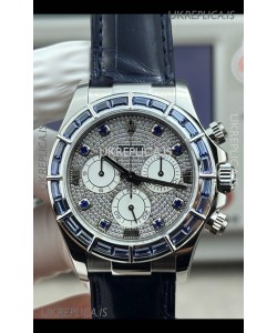 Rolex Daytona 116589SALV FREE SPRUNG MVMT White Gold Diamonds Dial Super Clone Watch 
