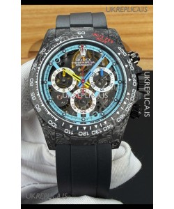Rolex Daytona DiW Skeleton Carbon Casing Oysterflex Super Clone Watch 