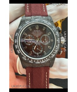 Rolex Daytona DiW Black Carbon Fiber Brown Dial Super Clone Watch 
