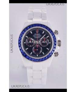 Rolex Daytona AET White Ceramic Dark Blue Dial 4130 Movment Super Clone Watch 
